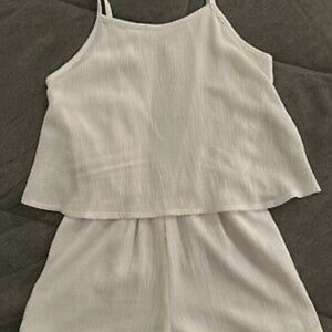 Pinc Girls White Romper Shorts Size M Sleeveless.